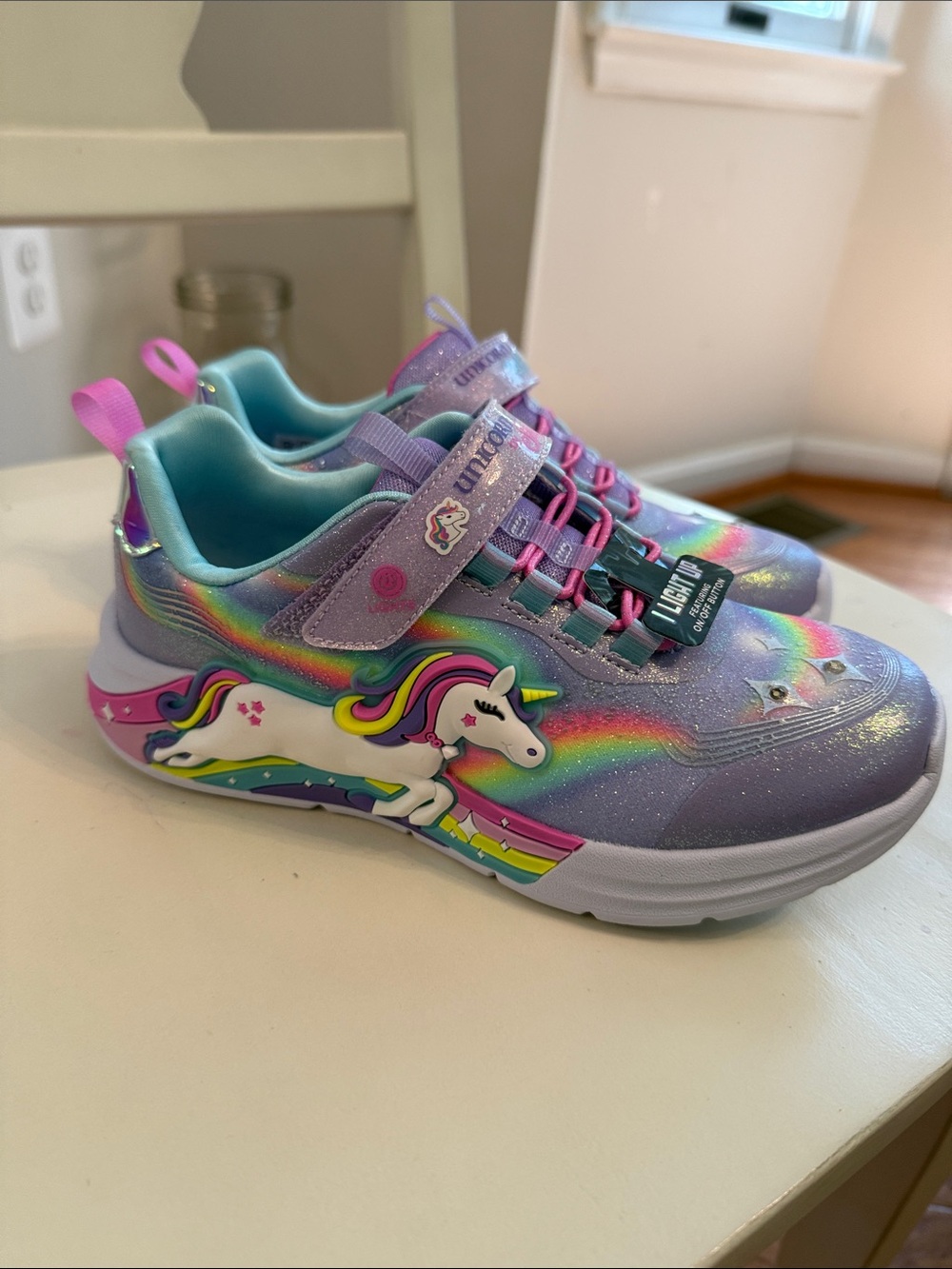 NWOT Skechers Girls' Purple Rainbow Unicorn Light-Up Sneakers